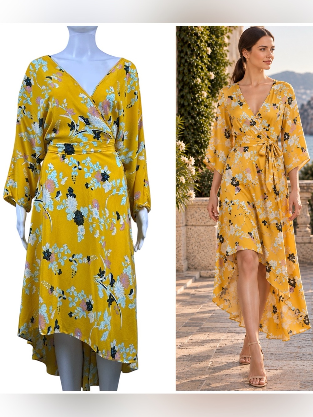 Diane von Furstenberg Eloise Silk Floral Wrap Midi Dress M Asymmetric Wedding